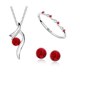 **SOLANA* 4-Pc Silver x Red Zircon Fashion Jewelry Set